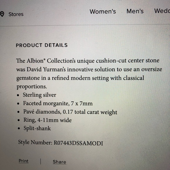 David Yurman Petite Albion ring (Morganite) - Picture 4 of 4